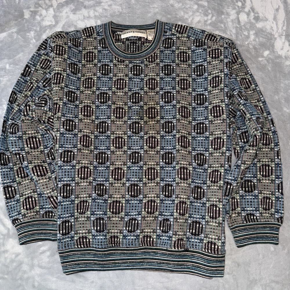 90's‎ Jhane Barnes Geometric Pullover Sweater Wool Blend Size XL Grandpacore